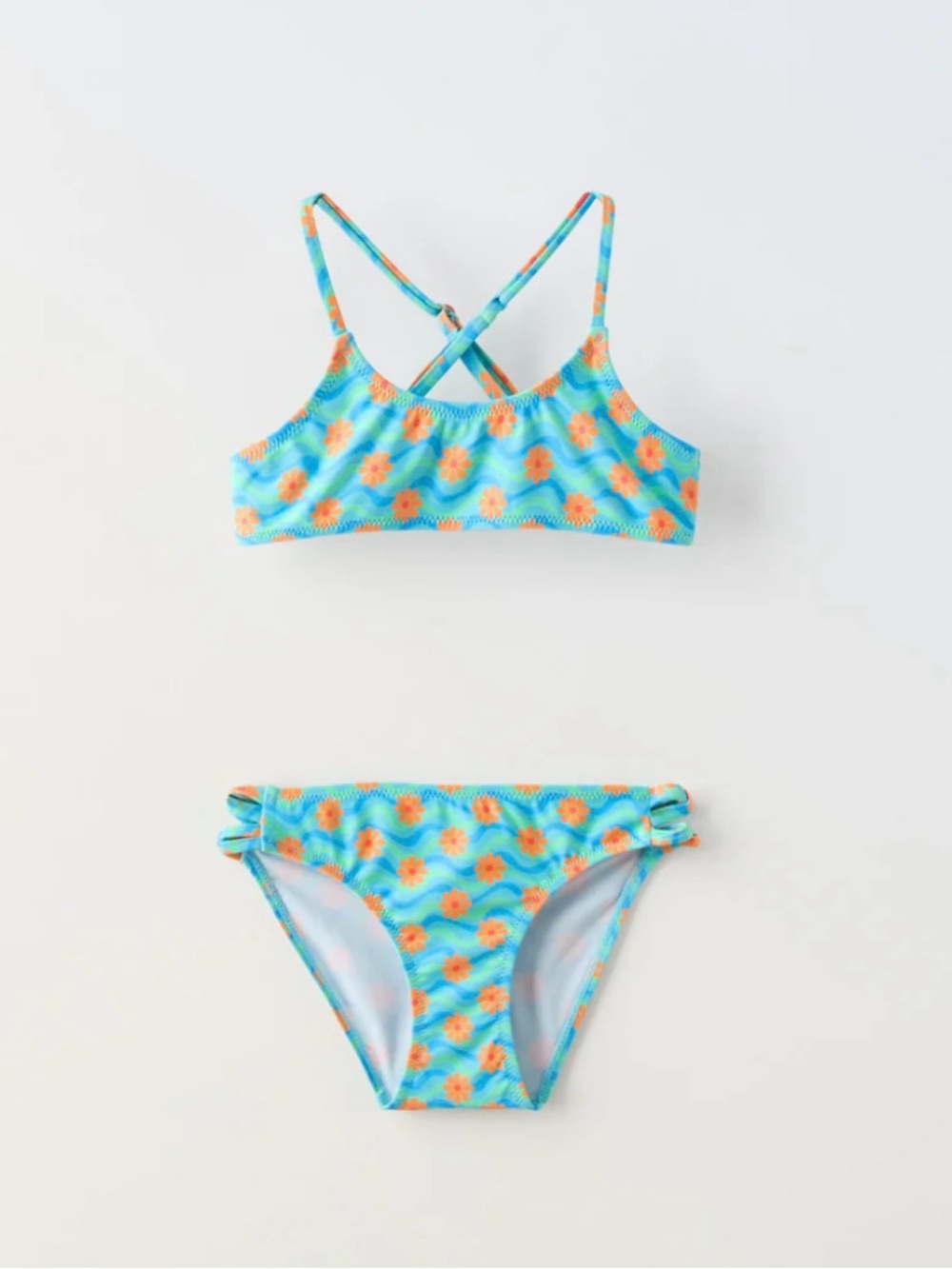 New ZARA Girls Floral Two-Piece Swimsuit